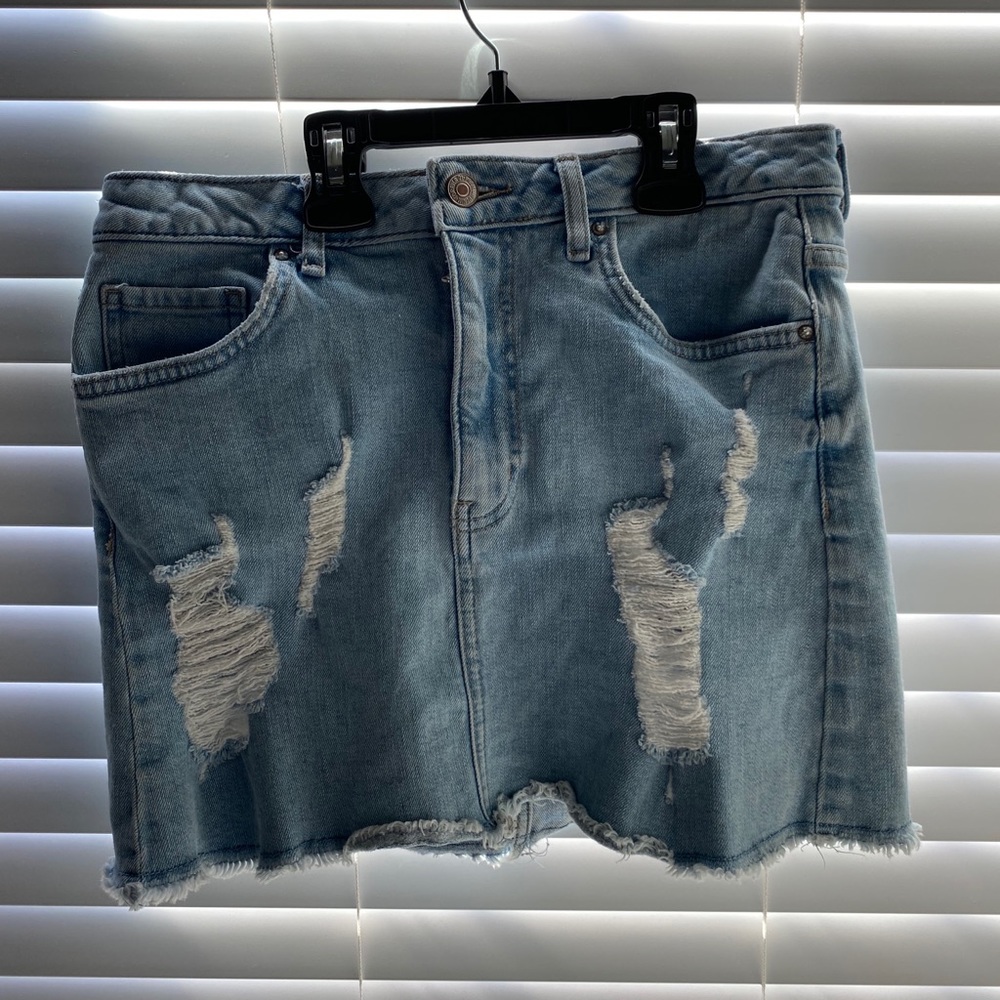 Ripped Jean Skirt
